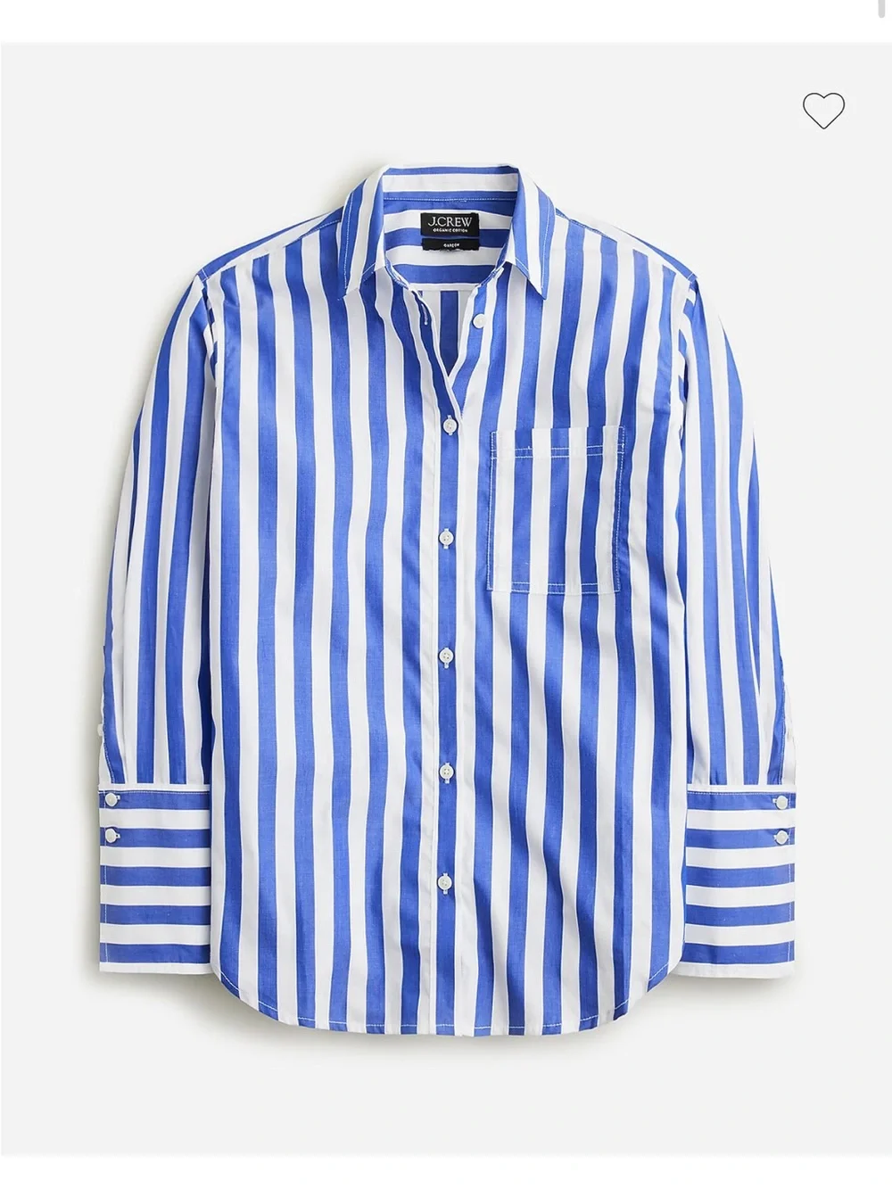 J. Crew Garçon Classic Button Down Blue and White Cotton Poplin Shirt Size 6 NWT